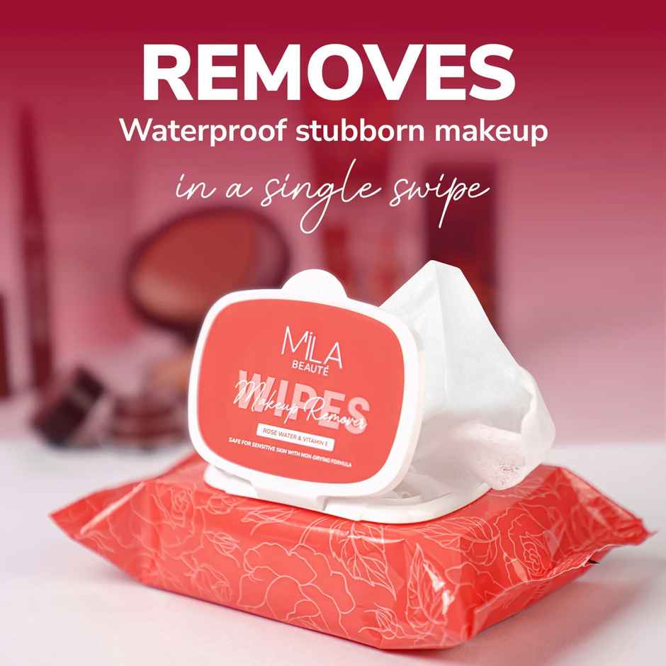 Mila Beaute Makeup Remover Wipes | Removes Waterproof Makeup | 25 Wipes | With Rosewater Vitamin E