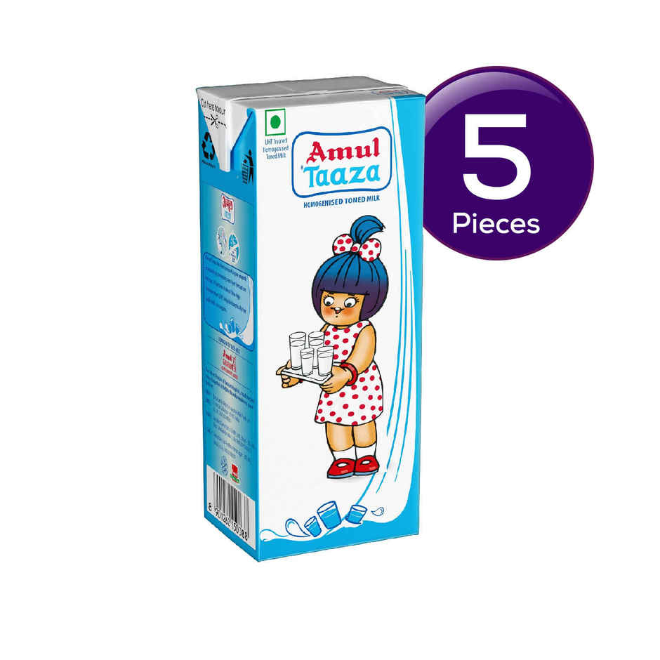 Amul Taaza Homogenised Toned Milk (Tetra Pack) Combo