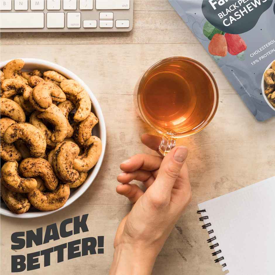 Farmley Black Pepper Roasted Cashews | Kaju Rich in Protein Crunchy & Delicious
