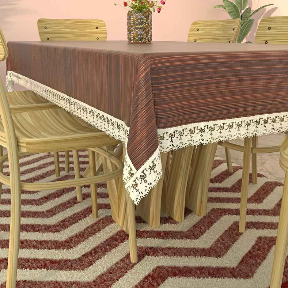 Kuber Industries Wooden Print 6 Seater Dining Table Cover | Table Protector Cover | 90 x 60 | Brown