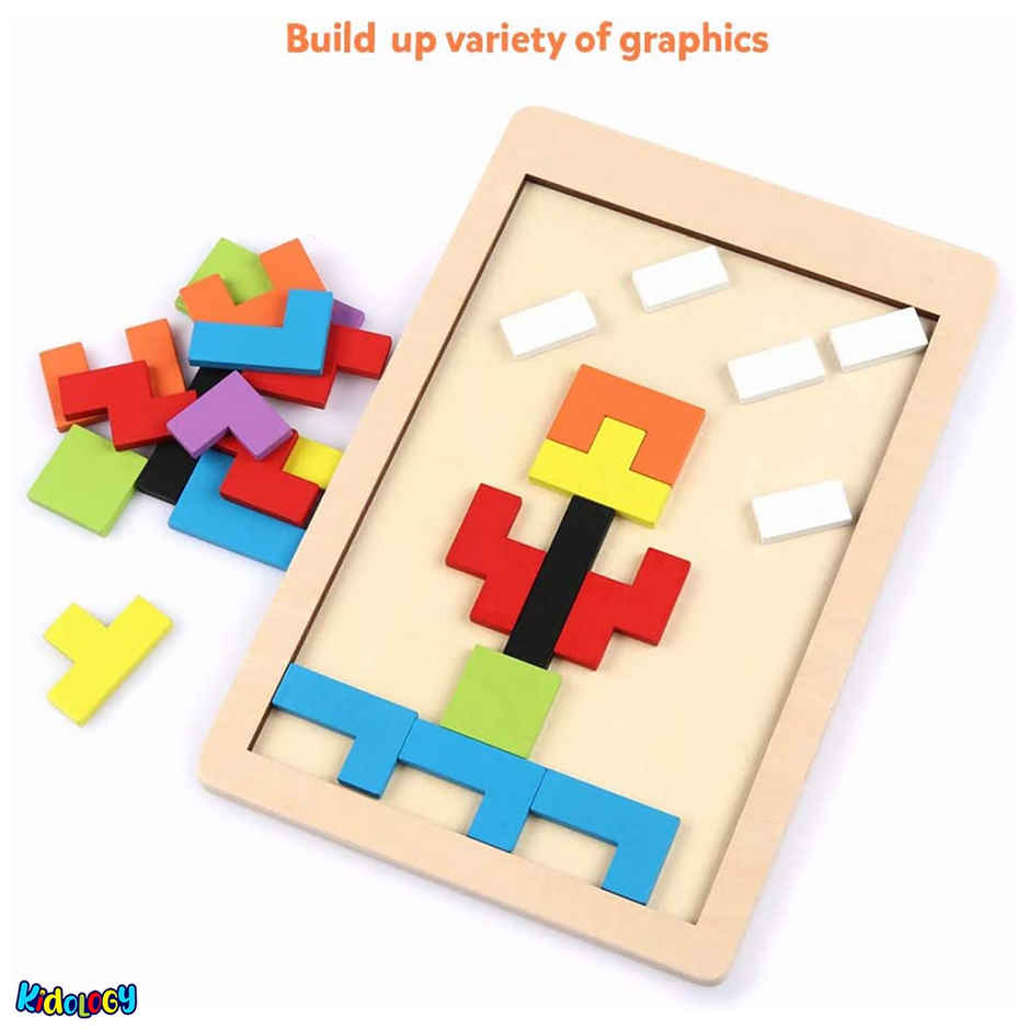 Kidology Wooden 3D Block Puzzle Game | Brain Teaser Toy | Montessori Toys For 1+ Year Old