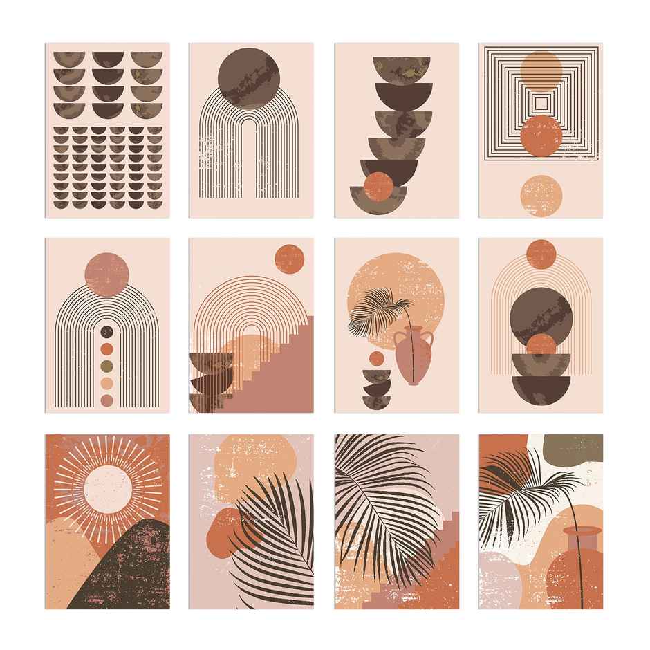 Paper Plane Design Abstract Boho Wall Posters For Living Room | Set Of 12 | Size 29 x 21 cm | D3