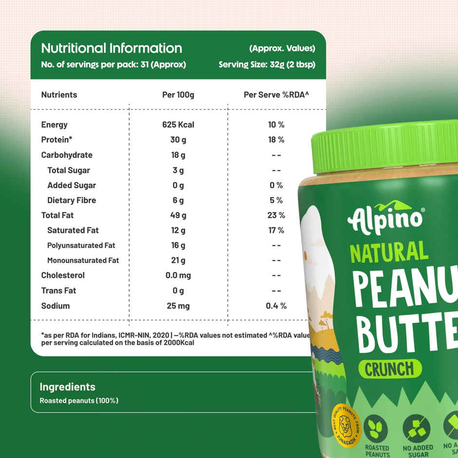 Alpino Natural Peanut Butter Crunch (Unsweetened)