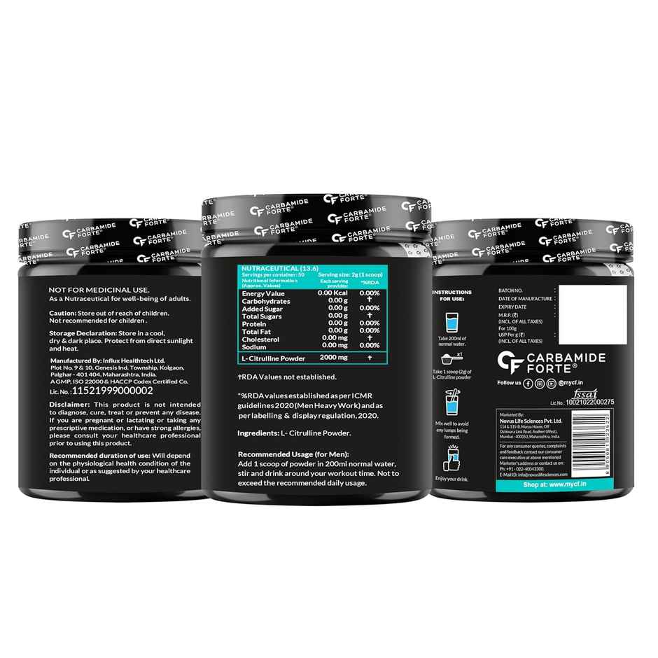 Carbamide Forte L Citrulline Malate Powder 2000mg - Unflavoured - 50 SERVINGS - 100g