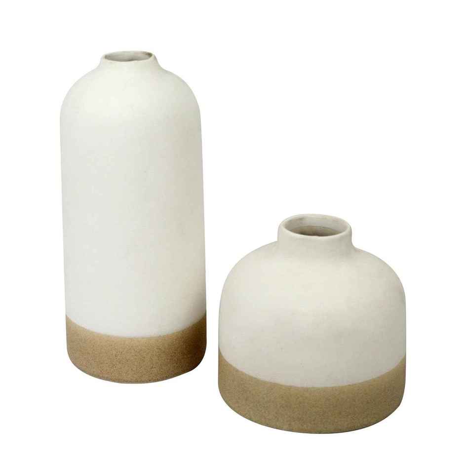 Tied Ribbons Set Of 2 Ceramic Vases Without Flowers