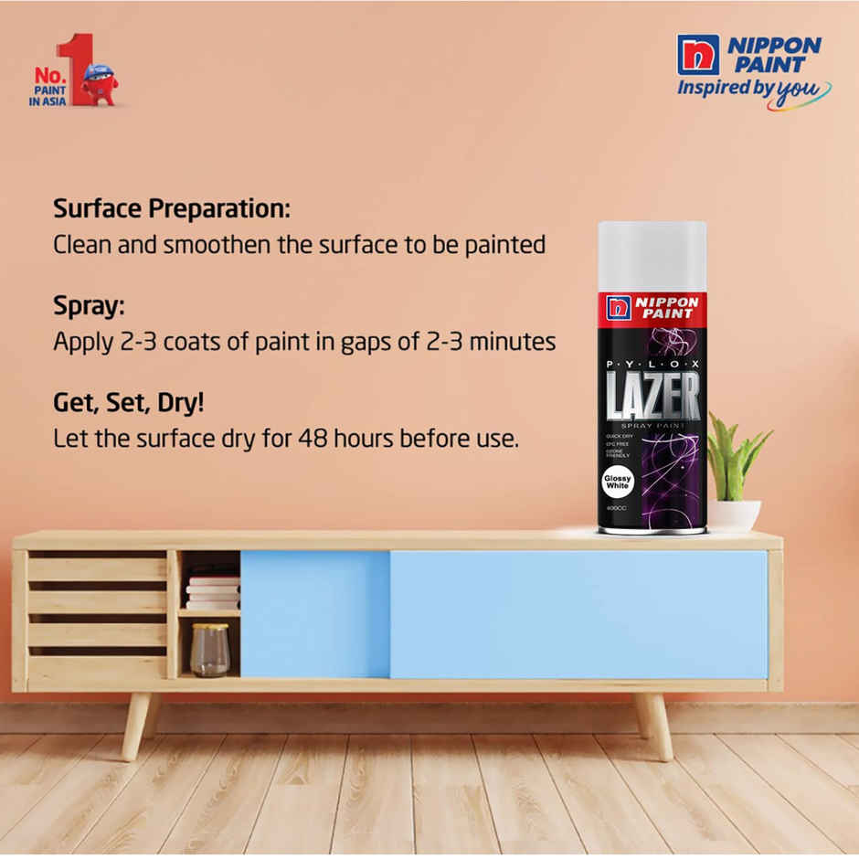 Nippon Pylox Spray Paint | Glossy White | Fast-Drying & High Gloss