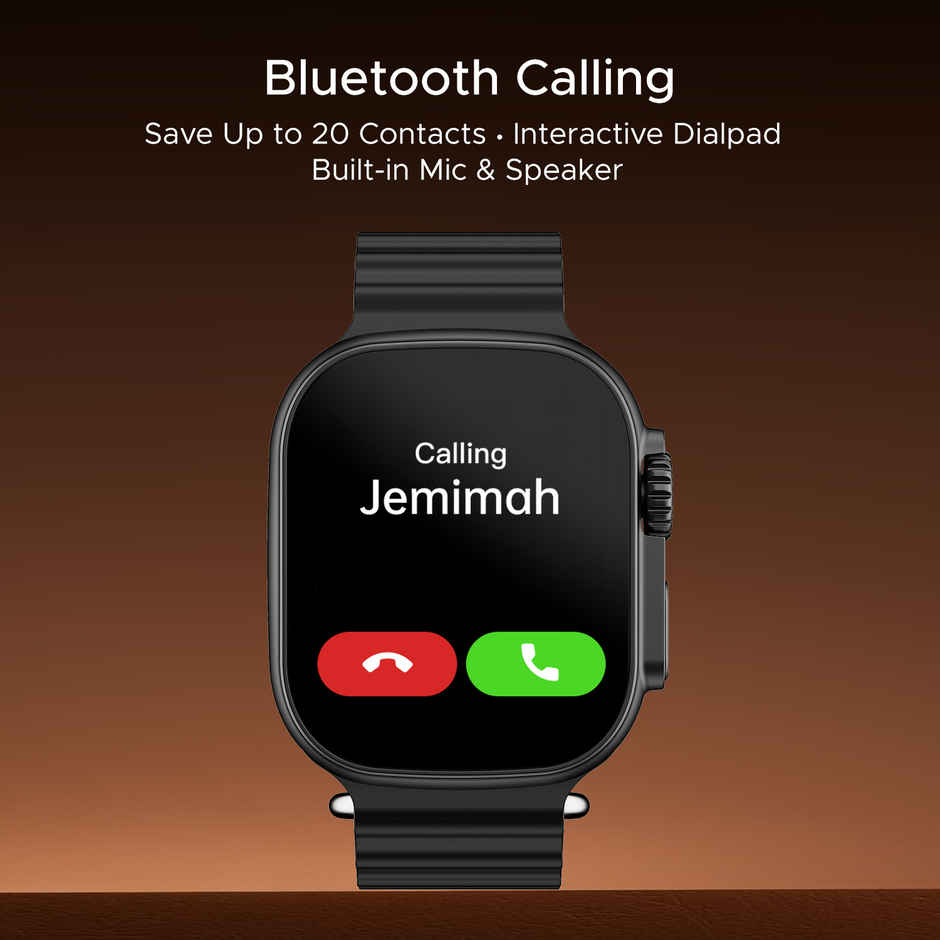 boAt Wave Aura Smartwatch | 1.96" HD Display, 100+ Sports Modes, Functional Crown, BT Calling - Active Black