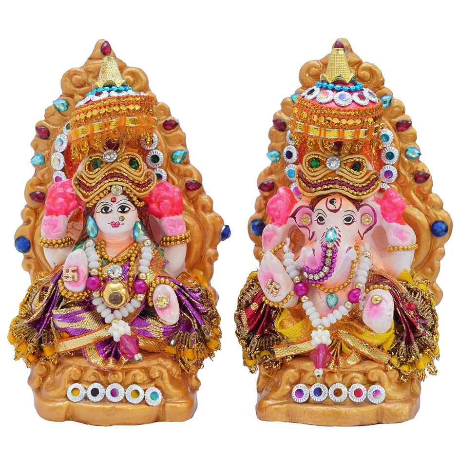 Tied Ribbons Lakshmi & Ganesh Idol Statue Showpiece (12.7 Cm)