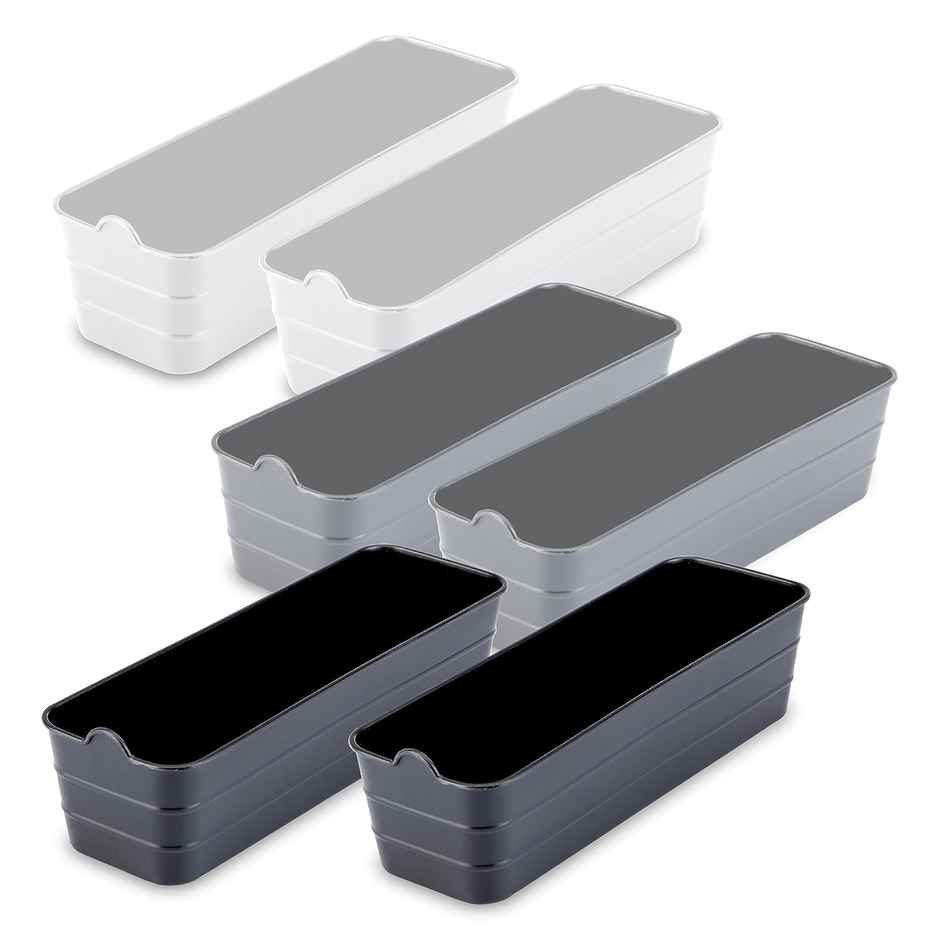 Kolorr Unbreakable Flexi Tray Narrow- Black, White, Daiso (Pack Of 6) | Bathroom Organiser