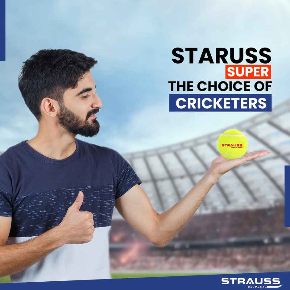 Strauss Tennis Cricket Ball Pack of 6, (Yellow)