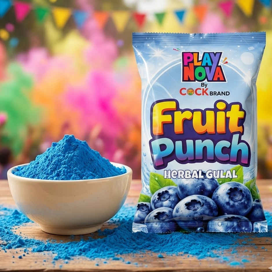 Playnova Fruit Punch Herbal Holi Gulal | Blue | Cock