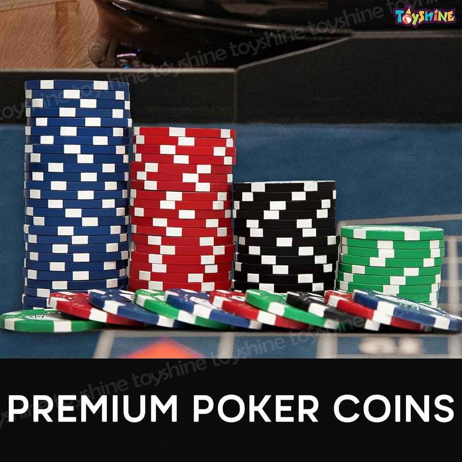 Toyshine Casino Style 100 Pcs Poker Chips Set in a Tin Case with 1 Dealer Button