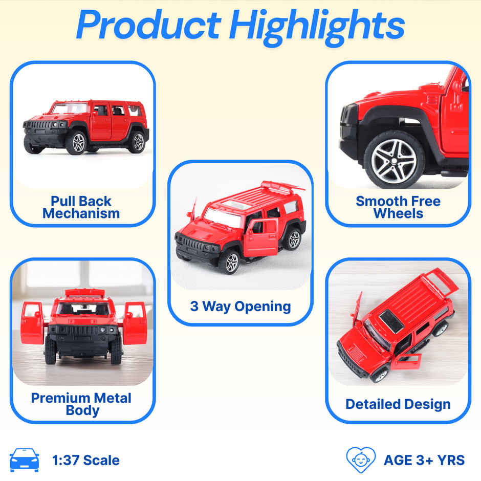 Frendo Premium Die-Cast Car | 3-Way Opening | Pull-Back Action | Humm Red