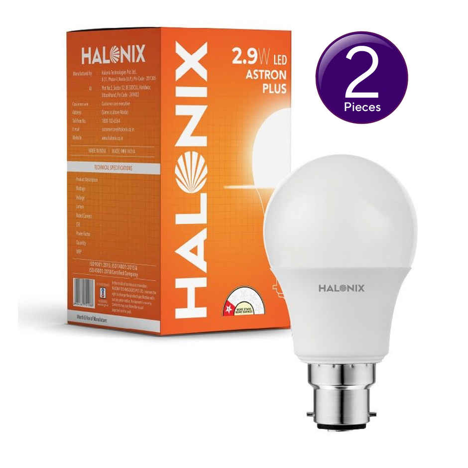 Halonix 2.9W White Led Bulb | B22 Base Holder Combo