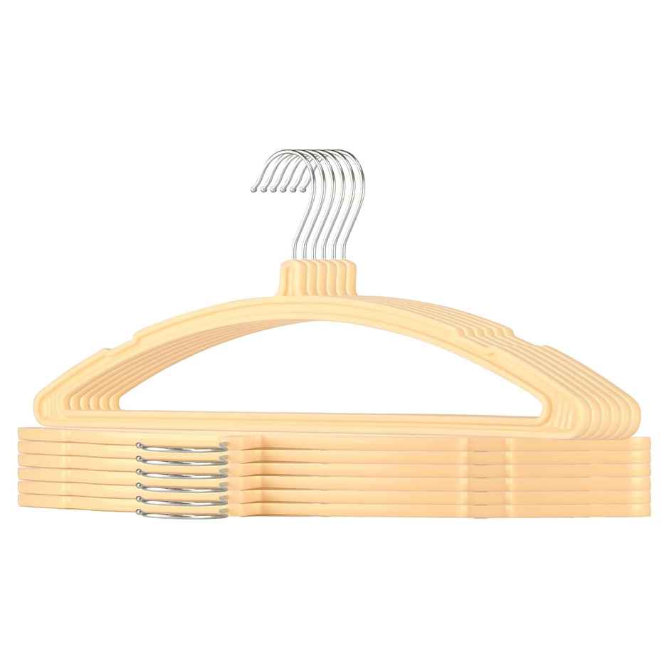 Kuber Industries Plastic (Set of 12) Saree Hanger for Wardrob | Shirt | Clothes | Dress (Cream)