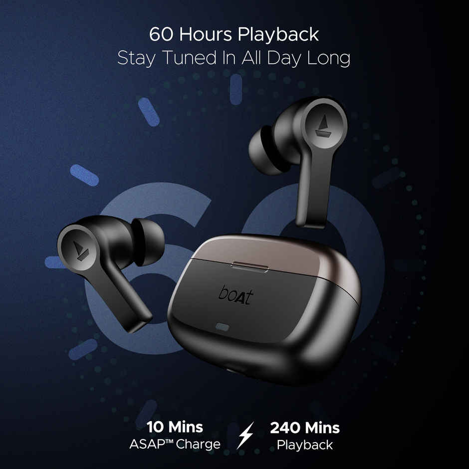 boAt Nirvana Lucid TWS Earbuds w/ 32 dB ANC, Multi-Point Connectivity, in-Ear Detection, 60HRS Playback, Hearables App, 4 Mics ENx, IPX5 TWS Ear Buds - Gunmetal Black