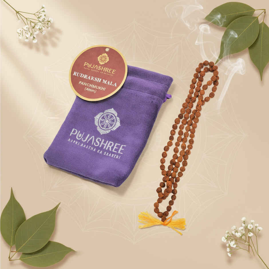 Panchmukhi Rudraksha Mala | 4 mm | Polished | Meditation & Personal Growth | Pujashree