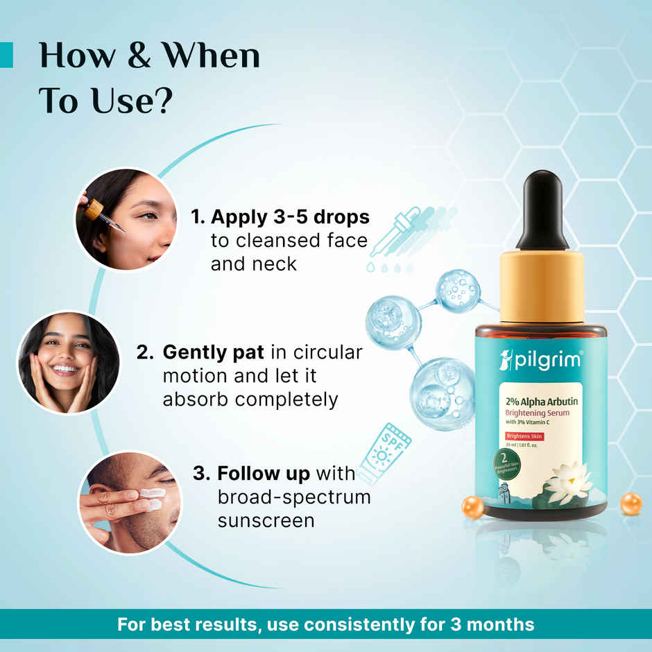 Pilgrim Brightening Skin Face Serum with 2% Alpha Arbutin & 3% Vitamin C