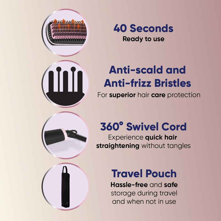 Vega Litstyle L2 Hair Straightener Brush for Women With Keratin - Vhsb-07