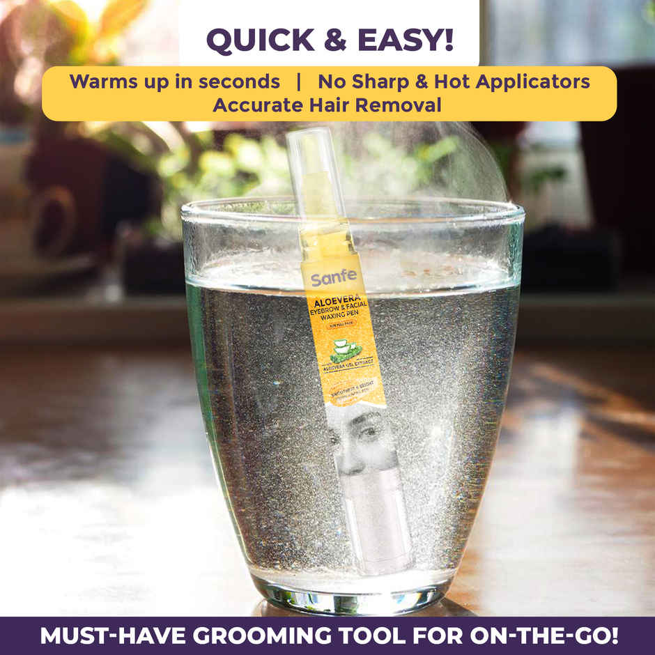 Sanfe Eyebrow & Facial Wax Pen | Aloe Vera for Easy Hair Removal | 1 Pen + 10 Strips