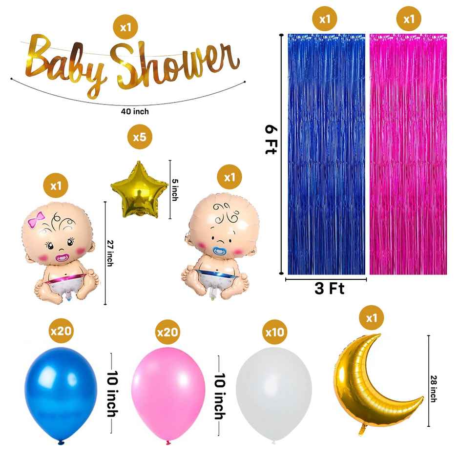 Baby Shower Decoration Items | Pack Of 61 | Party Propz
