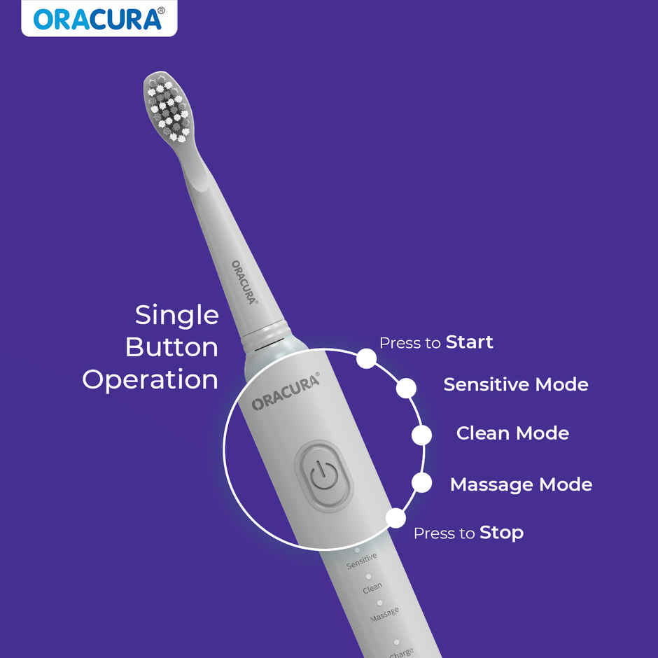 Oracura Sb200 Sonic Lite Rechargeable Electric Toothbrush Grey