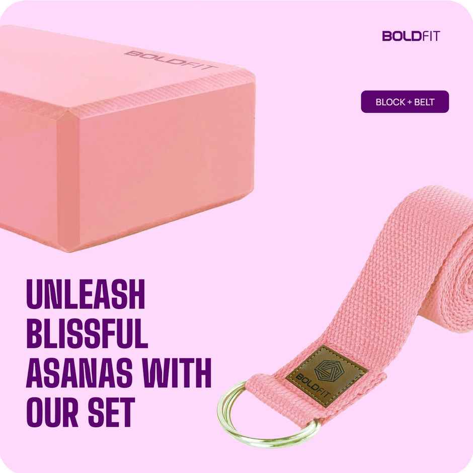 Boldfit Yoga Blocks High Density Foam Yoga Brick For Stretching Pink Set