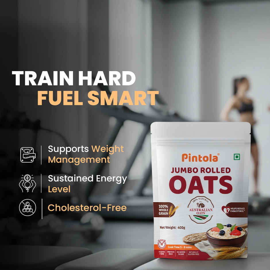 Pintola Oats Pure Jumbo Rolled Oats, Wholegrain, Gluten Free, High Fibre & Protein, Nutritious