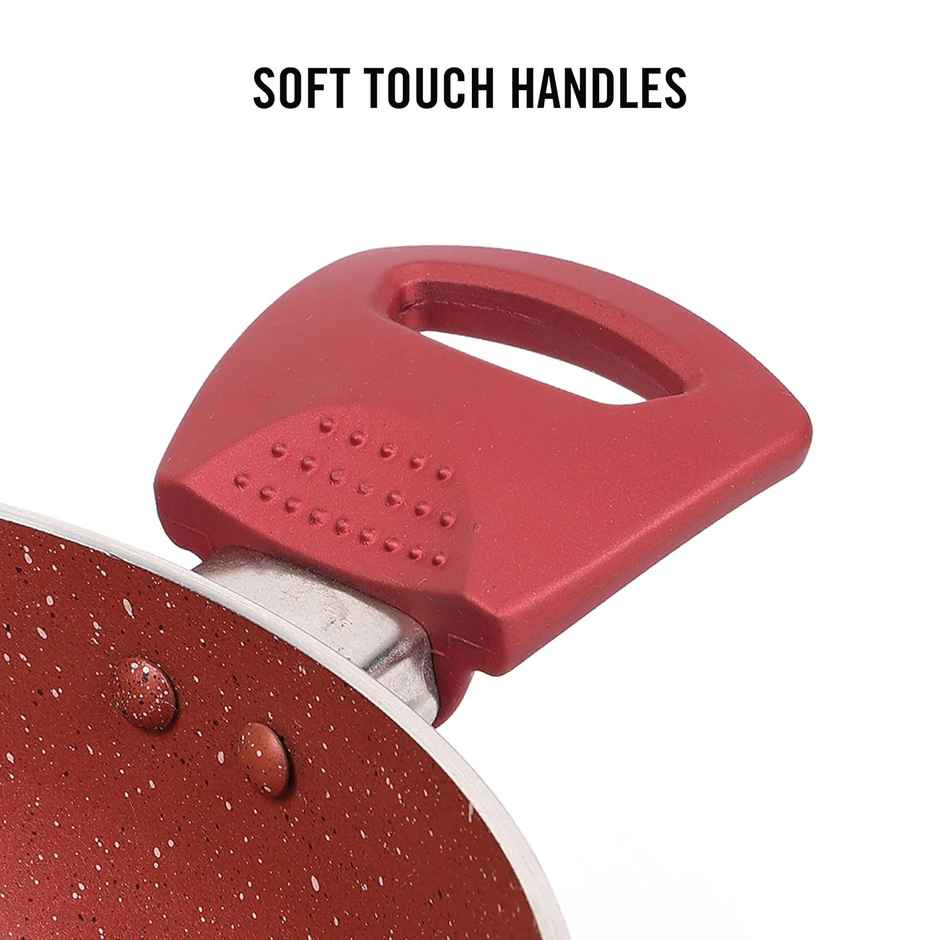 Cello Crown Induction Base Kadhai with Glass Lid| 2.5 L| Maroon