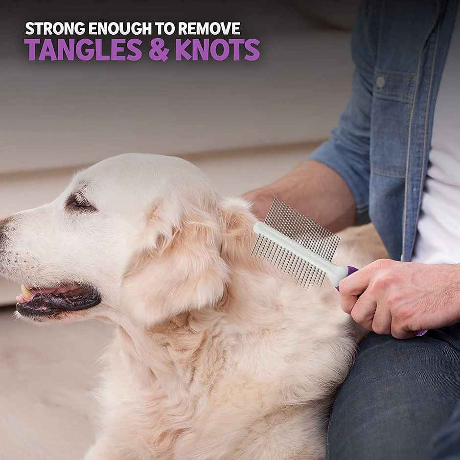 Foodie Puppies Paw Double|Sided Grooming Pet Comb | Multicolor