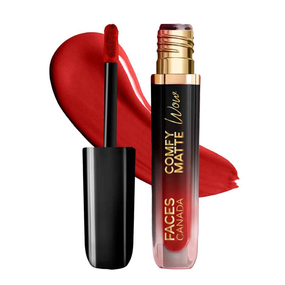 Faces Canada Comfy Matte Wow Liquid Lipstick | Ruby Rouge 03 | One Swipe Application