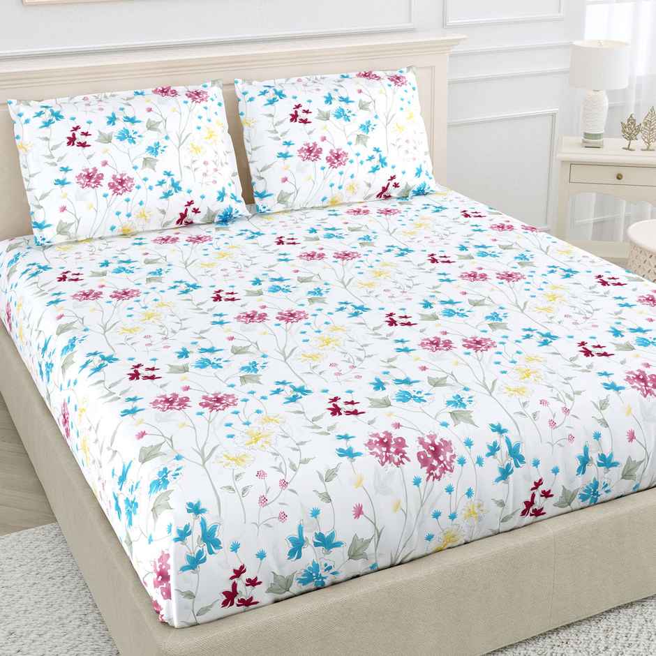 Haus & Kinder Floral Favor King Bedsheet - 100% Cotton (270 x 270cm)