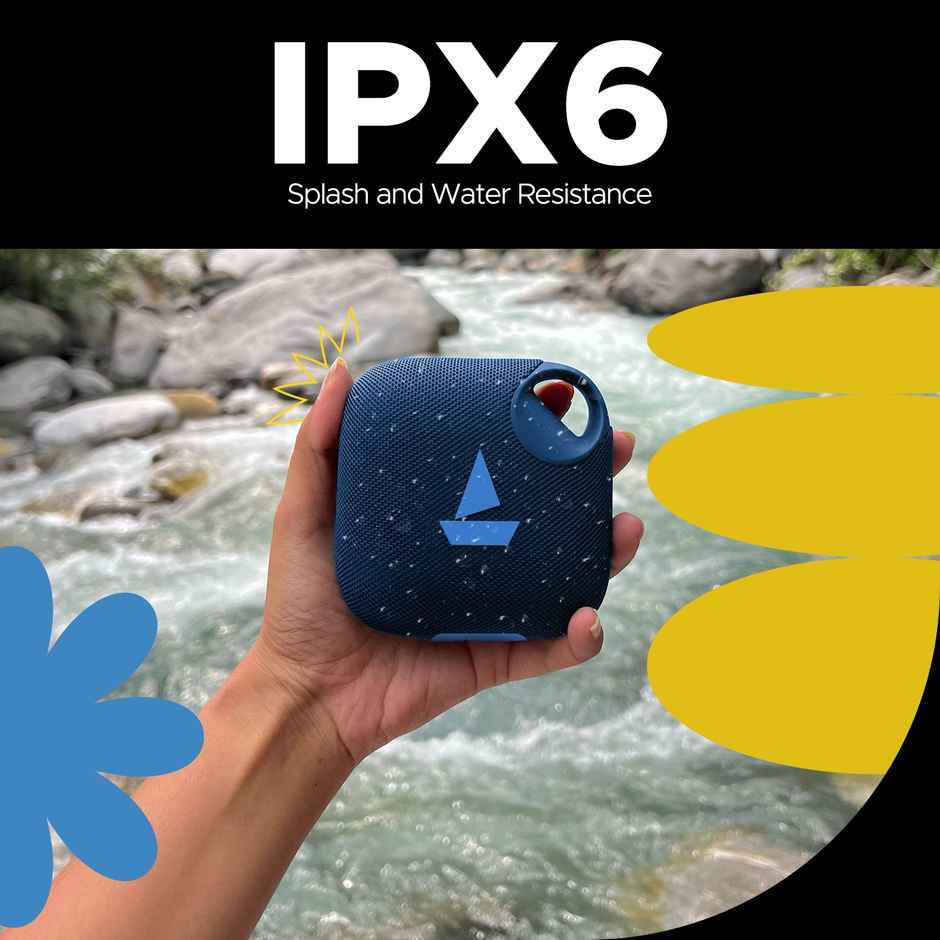 boAt Stone190 Pro Bluetooth Speaker with 5W Signature Sound, Up to 12hrs of Playtime, TWS Feature, Built-in Mic, Bluetooth v5.3, AUX Port, TF Card, IPX6 & Type-C Bluetooth Speaker - Tropical Blue