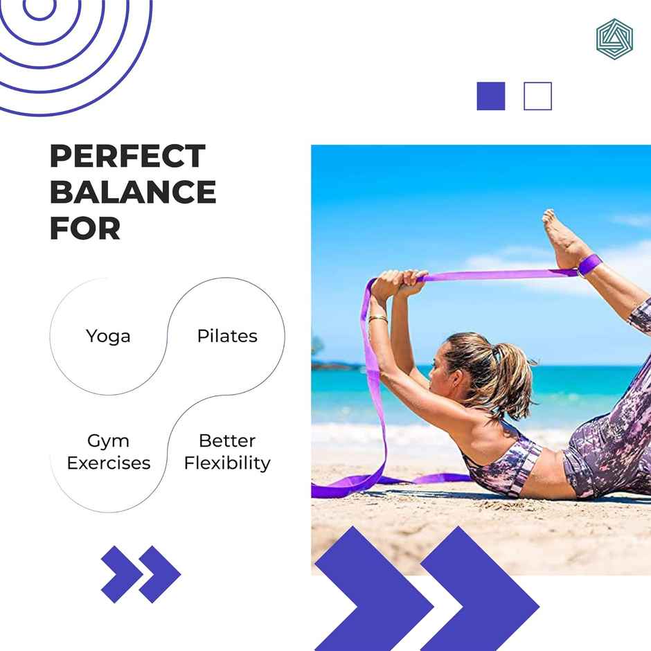 Boldfit Yoga Stretch Belt/Strap | For Daily Stretching ,Pilates, Physical Fitness - Purple