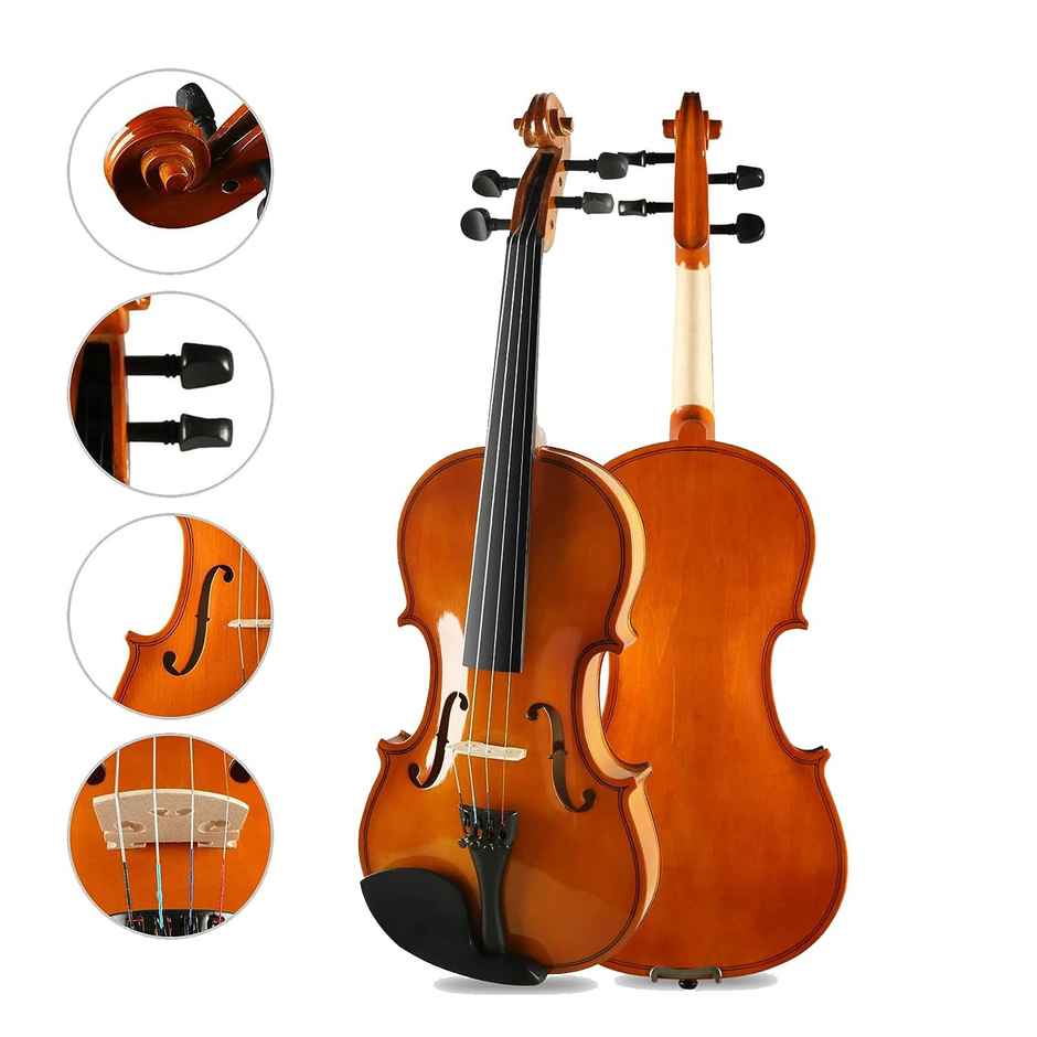 Kadence Vivaldi Violin V001C - 4/4 Violin with Bow | Rosin & Hard Case | Glossy Brown