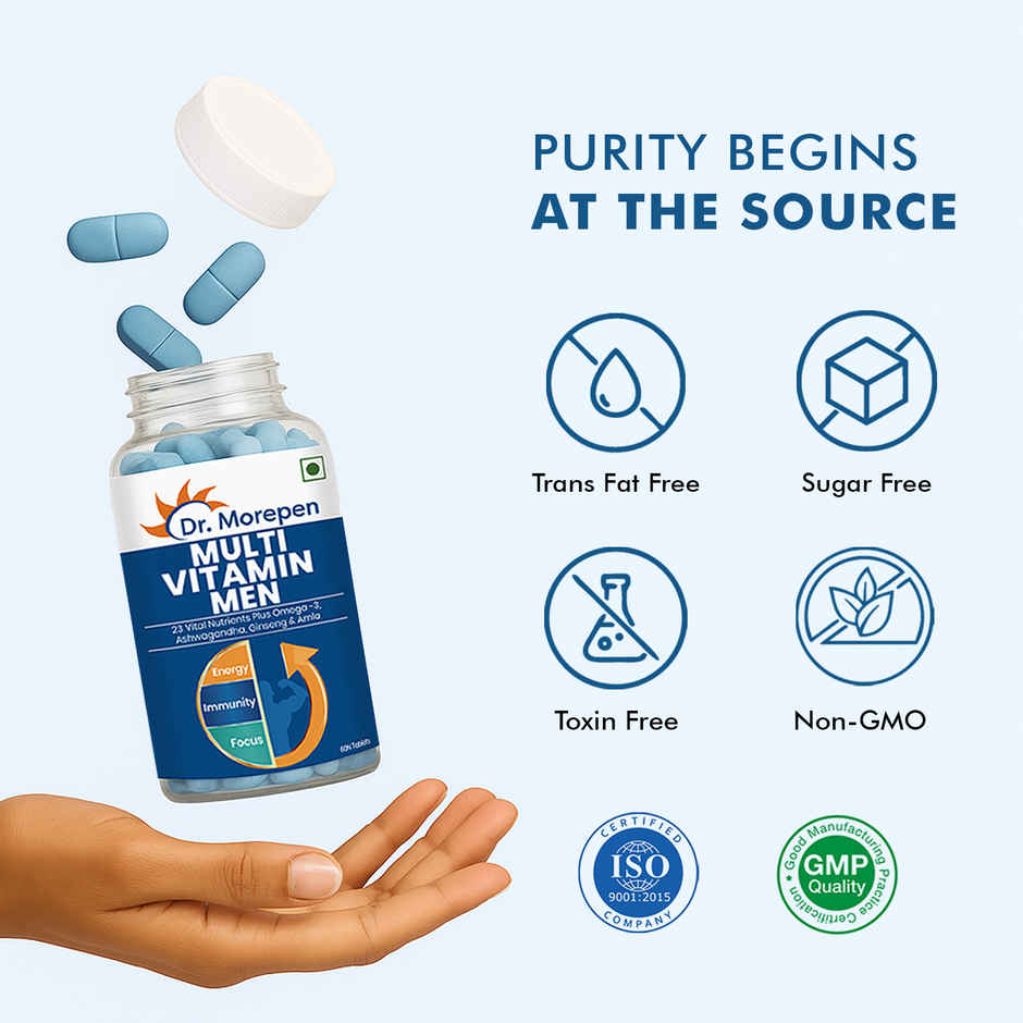 Dr. Morepen Multivitamin for Men with Omega3, Ashwagandha, Ginseng & Amla