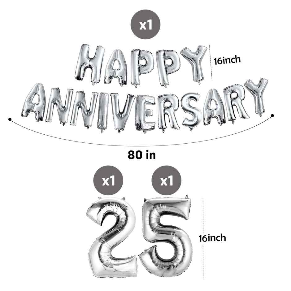25 th Anniversary Decoration Items | 25 th Happy Anniversary | Party Propz