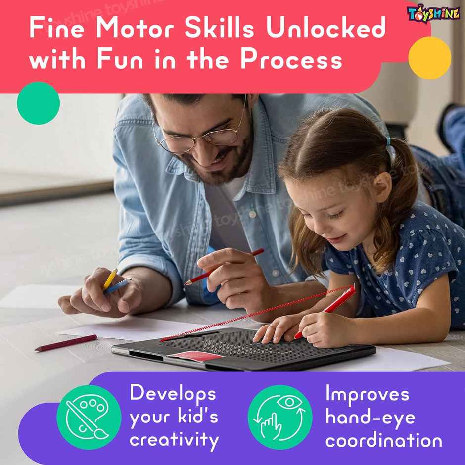 Toyshine Magnetic Drawing Board Magplay Slate Inbuilt With 782 Magnetic Balls