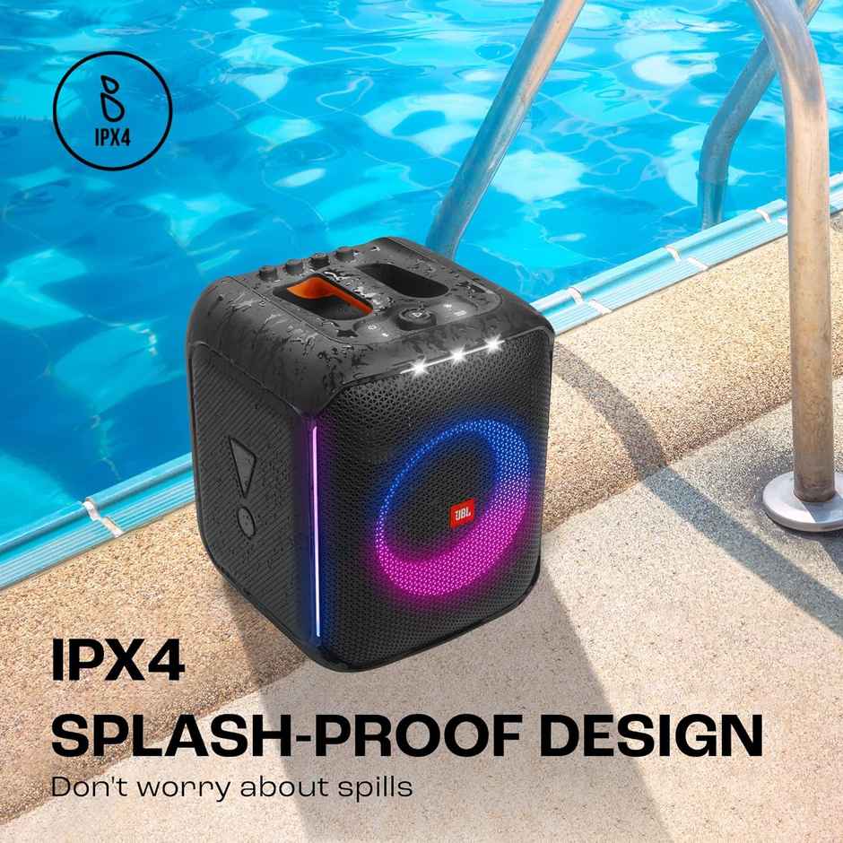 JBL Partybox Encore Essential, Dynamic Light Show ,6Hrs Playtime,Built-in Powerbank 100 W Bluetooth Party Speaker, Stereo Channel - Black