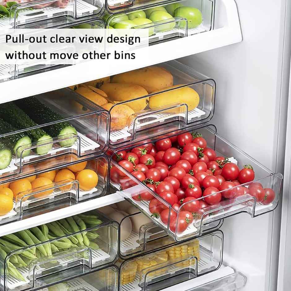 New Dawn 1 Box 2 Drawer Stackable Fridge Drawers Vegetable Storage Box For Fridge 4.5Ls