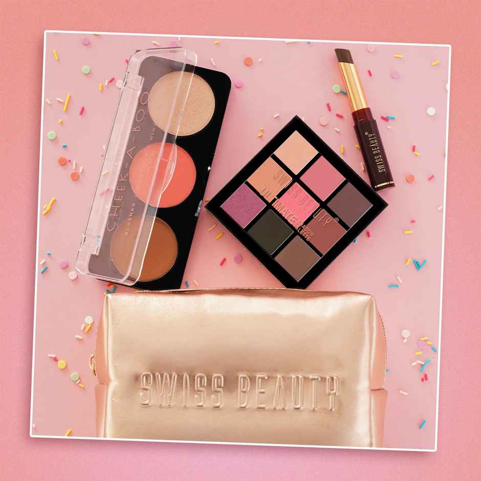 Swiss Beauty Everyday Ultimate Makeup Kit | Eyeshadow | Lipstick | Highlighter & Blusher & Pouch