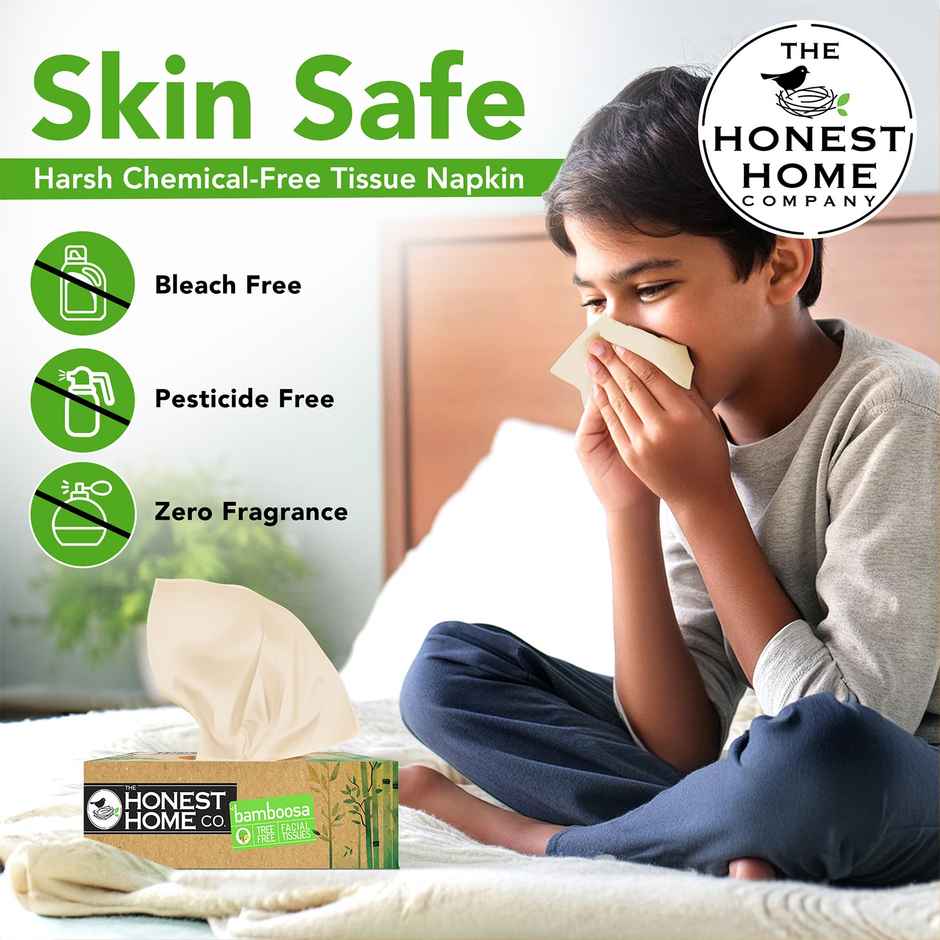 The Honest Home Company Bamboosa 2 Ply Facial Tissue | 100 Pulls | Brown