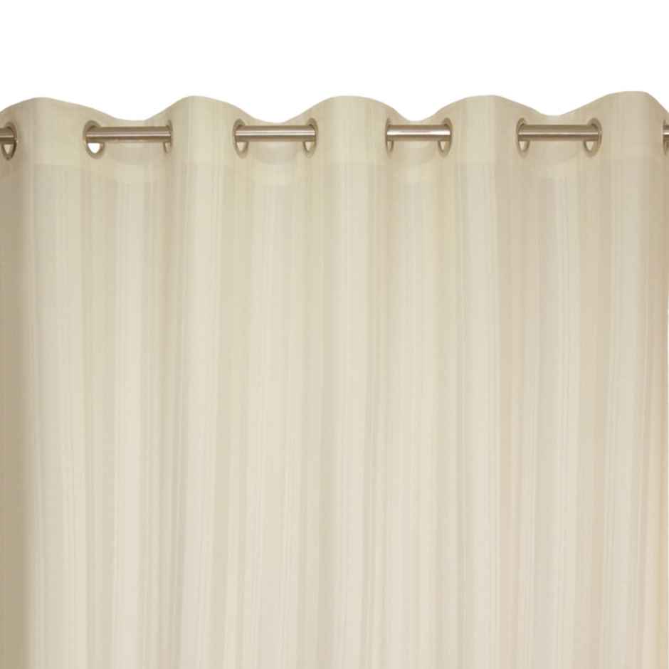 Lushomes Shower Curtain - Cream | Striped | Polyester | 10 Metal Eyelets | 6 x 6.5 ft