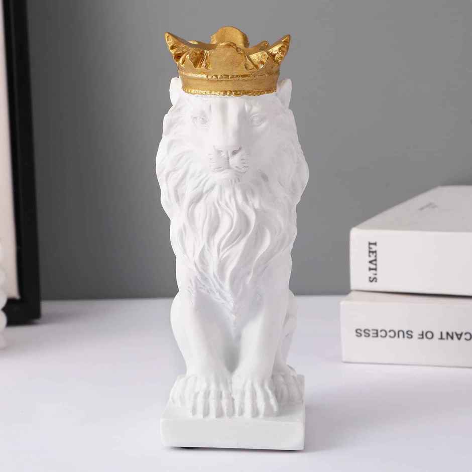 TIED RIBBONS Crown Lion King Showpiece | White - 3.5 in x 7 in