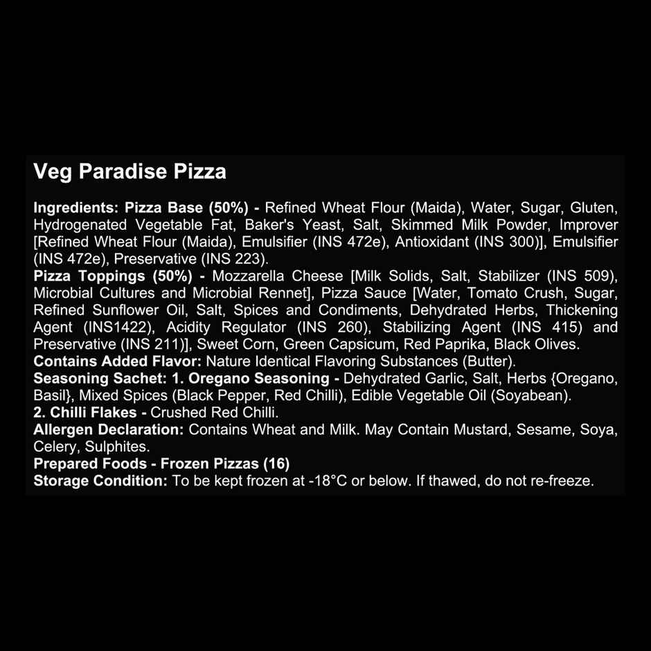 HyFun Veg Paradise Pizza, Cheesy Snack | Frozen