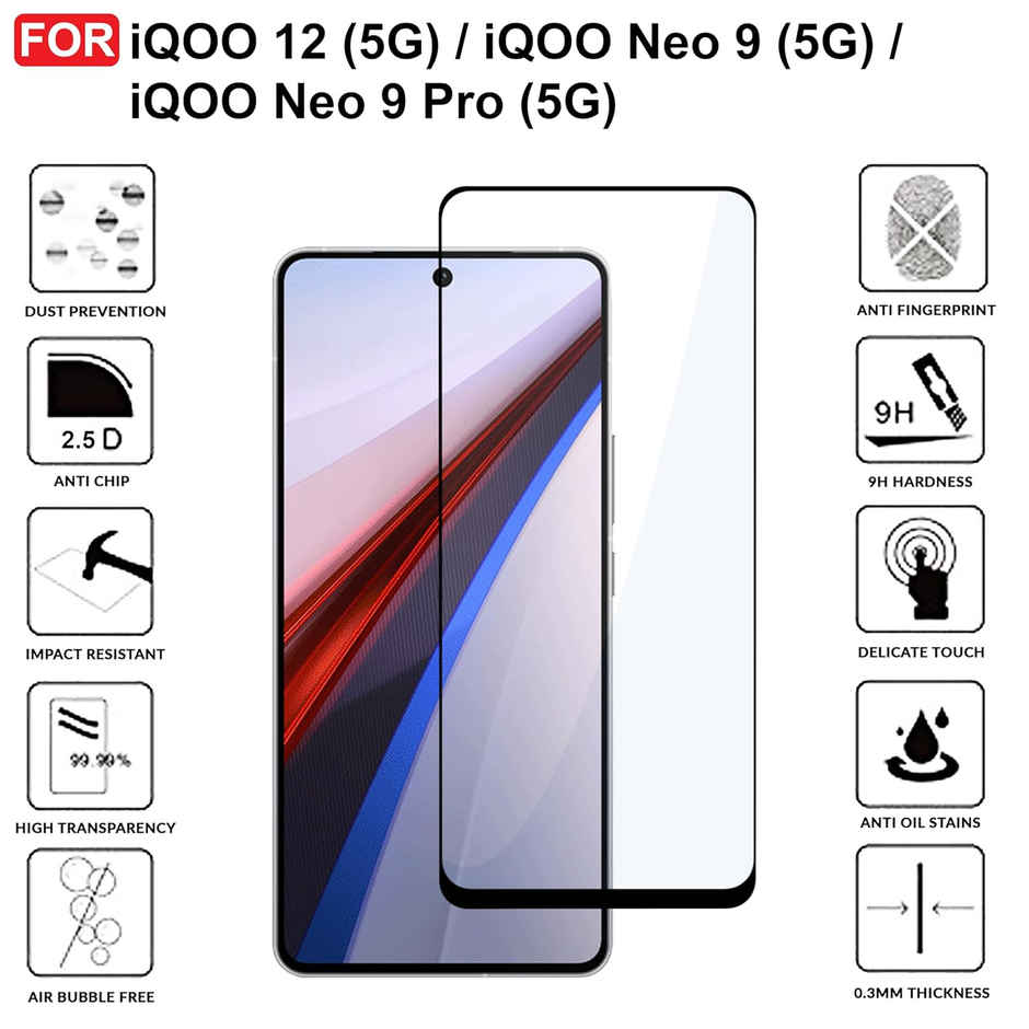 Artistque Tempered Glass for iQOO 12 5G | iQOO Neo 9 5G | iQOO Neo 9 Pro 5G Screen Protector Guard