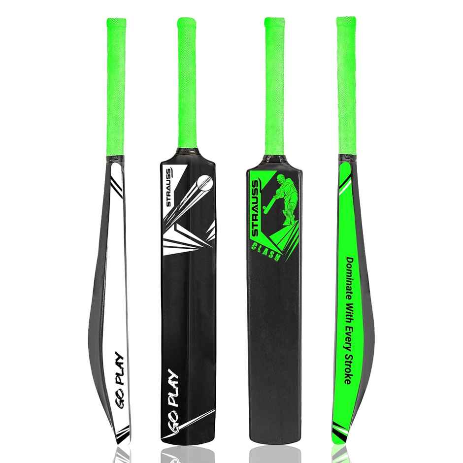 Strauss Clash Plastic Cricket Bat | Size 8 | Black & Green