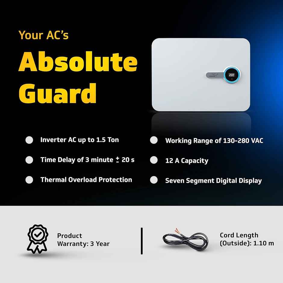V-Guard Id4 Ace 5540 Ac Stabilizer For 1.5 Ton Inverter Ac | White