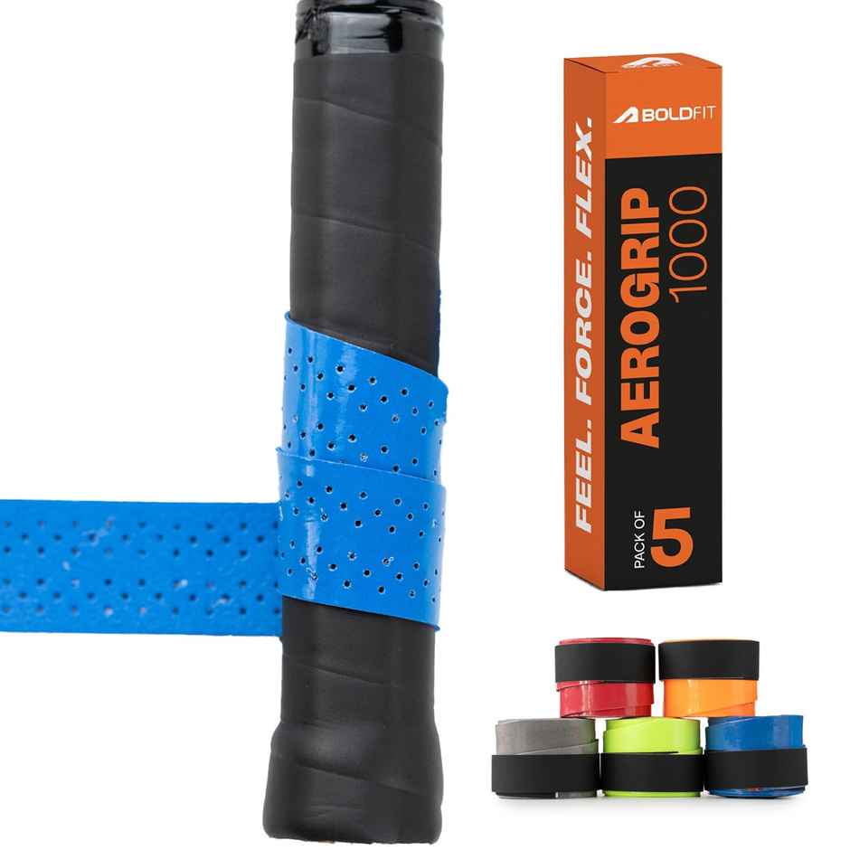 Boldfit Anti Slip Perforated Badminton/Tennis Racket Grip | Pack of 5 | Multicolor