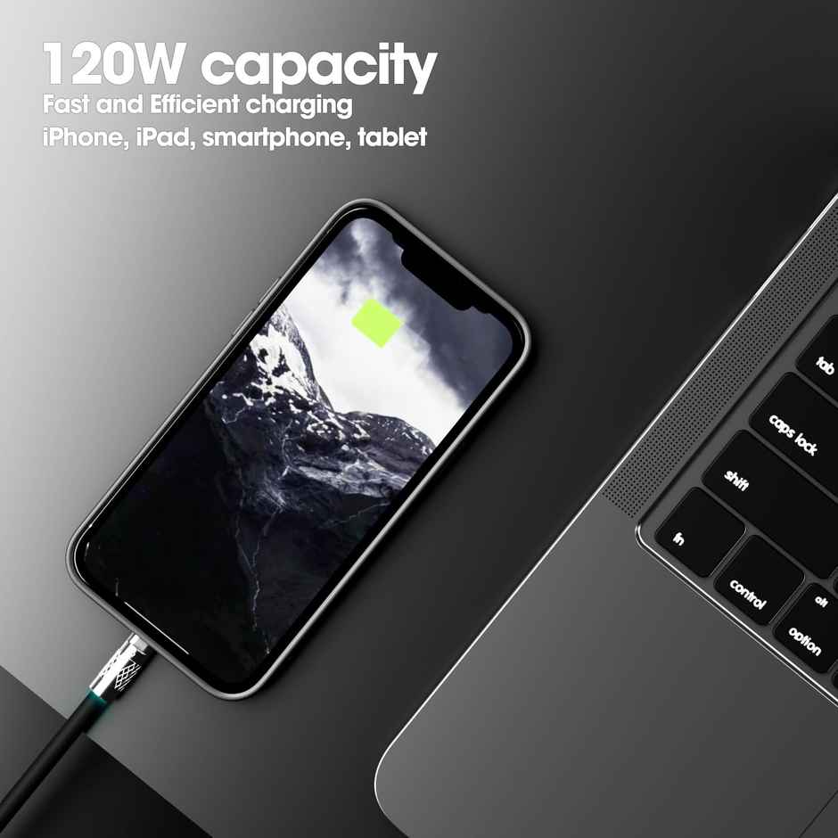 Sounce 3-in-1 120W Portable Fast Charging Data Cable | USB-C - Lightning & Micro-USB | Black